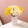 6 peças/pacote de narcisos artificiais.Narcisos simulados são usados para decoração de casamento em casa, decoração de primavera e flores artificiais 240131