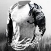 Magliette da uomo Camicia vintage in cotone con animali per abbigliamento autunnale da uomo Abbigliamento grafico leone Streetwear Top a maniche lunghe oversize T-shirt da uomo