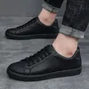 Men White Sneakers Spring Fashion Korean Style Round Head Lace Up Casual Outdoor Walking Flat Shoes Zapatillas De Deporte 240125