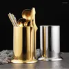 Kitchen Storage Stainless Steel Golden Chopstick Rack Cutlery Holder Tableware Organizer Household Spoon Container Accessories