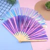 Decorative Figurines Laser PVC Tai Chi Fan 33cm Bamboo Folding Craft Gift Stage Performance Dance Party Pography Prop Home Decor