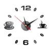Horloges murales DIY Grande horloge sans cadre géant design moderne café café tasse de café décor cuisine watch296q