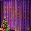 Strings Christmas Curtain Garland LED String Lights Festival Holiday Decorations Fairy For Home Bedroom Wedding Year Decor