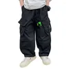 ズボン2024夏の子供服の男子汎用コットンカジュアルスポーツパンツティーンエイジチルドレンソリッドカラーカーゴ