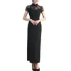 Ubranie etniczne Panie Cheongsam sukienka Elegancka vintage chińska koronkowa maxi z stojącą kołnierzową dzieloną kobietą klasyczny Qipao dla