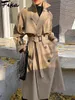 Trenchs de femmes manteaux élégant kaki long pour femmes vintage double boutonnage noir coupe-vent coréen décontracté lâche pardessus streetwear