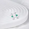 Boucles d'oreilles Karachi INS S925, argent pur, vert, amour, symétrique, mode, tempérament polyvalent