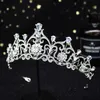 Jasnoniebieski kryształ tiara korona księżniczka ślub ślubna opaska na głowę biżuteria do włosów akcesoria moda