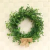 Greenery Wreath Artificial Leaves Wreath Front Door Grass Clover For Wall Window Party Decor Living Room Wall Pendant1290n