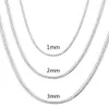 Pendentif Colliers Charms 1MM 2MM 3MM Chaîne de serpent solide 925 Collier en argent estampé pour hommes femmes Mode Party Bijoux de mariage Gif243F