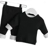 Ensembles de vêtements filles garçons costume thermique bébé enfant en bas âge hiver laine épaisse tricot pull pull pantalon infantile tricot survêtements