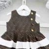 Falda de bebé de marca, vestido de niña con diseño de empalme de verano, tamaño 110-160, ropa de diseñador para niños, vestido infantil con botones dorados, Jan20