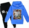 Kläder sätter Grand Theft Auto V GTA 5 Kids Hoodies byxor 2st långärmad Pullover Boys Sweatshirt Teenage Girls 2-16 Years