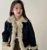 Jackor 2024 Ankomstflickor denim Coat Winter Cotton Full Sleeve Fashion Kids Coats 2-8 år PP150