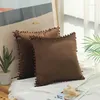 Housse de coussin en velours avec pompons de luxe, 1 pièce, décoration de maison, salon, siège de canapé, pompon Shaggy