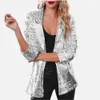 Moda lantejoulas jaqueta feminina roupas básicas casaco feminino casual senhoras outerwear harajuku casacos mulher roupas chaqueta mujer 240124