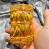 Bangles topkwaliteit Dubai Gold Color Bangles For Women Vintage Bride Wedding Bracelet Bangles Africa Arabische sieraden Gratis maat