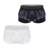 Mens sommar sexiga shorts wetlook faux läderboxare trunks elastiska midjeband lounge korta byxor hombre strand avslappnad 240129