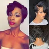 180 densité Pixie Cut perruque dentelle perruques de cheveux humains pour les femmes Transparent droit court Bob perruque noir sans colle dentelle perruque pré-épilée cheveux humains brésiliens