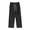 Mężczyźni szachownicy luźne spodnie proste sztruksowe spodnie dresowe mody mody streetwear 2023 Spring Hip Hop Spodni Y240125