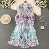 Casual Dresses 2024 Summer Fashion Runway Elegant Chiffon Maxi Dress Women Deep V Neck Print Boho Holiday Party Long Robe Vestidos M2287