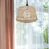 Hängslampor lampa Shadelampshade Woven Cover Rattan Shades Ricker Chandelier Takgolvbordsbur Hängande bulbguardfixture