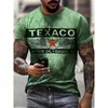 Мужские футболки Новая мужская футболка Texaco Gasoline+Motor Oil Letters с 3D принтом и короткими рукавами, летняя мужская футболка большого размера с круглым вырезом в стиле ретро