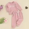 Kledingsets Peuter Baby Girls Spring Fall Outfit Letter Hartafdruk Liemen met lange mouwen Elastische taille broek 2 stuks tracksuit set