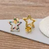 Choice Colorful Micro Pave CZ Luxury 14k Yellow Gold Rainbow Stud Earrings For Women Girls Fashion Party Jewelry Gift