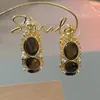 Boucles d'oreilles Style Maillard médiéval Vintage, Niche haut sens, mode personnalité pierre de tigre rétro perle femme