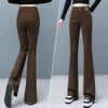 Джинсы Micro La, женские, весенне-осенний сезон 2023, новые утягивающие брюки с высокой талией и бархатные утолщенные длинные брюки с подковообразным рогом