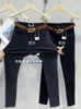 Women's Jeans 2024 Spring And Autumn Large Size Black High Waist Stretch Small Feet Pants Y2k