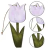 Flores decorativas de madeira tulipa enforcamentos ornamentos forma de flor sinal de madeira primavera árvore pingente 24 pçs enfeite para