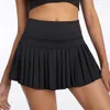 Lu Lemen Safe Cloud Tennis Hide Skirts XS-XXL 체육관 골프 달리기 주름 바지 스커트 섹시한 여성 스포츠 피트니스 반바지 주머니 높은 허리 스코트