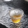 Japonês clássico martelo padrão justo copo artesanal de vidro resistente ao calor gaiwan acessórios de chá chinês infusor de chá doméstico 240118