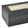 Titta på lådor Fall Faux Leather 6 Grid Display Box Case Black Storage Organizer1246a