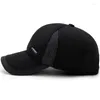 Kapity kulowe Zimowe uszy chronione mężczyźni wełniana czapka baseballowa Kobiety Patchwork Gruster Snapback Sunhat Outdoor Hip Hop Hats Casquette