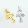 Colliers Moissanite S925 argent rond Round Ankh Cross Pendants Collier Real Diamond Iced Out Colliers For Men Women Jewelry Pass Test Free Free