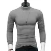 ARCSINX Slim Fit hommes t-shirt grande taille 4XL 5XL 6XL mode serré à manches longues t-shirts Homme gris blanc col roulé t-shirt Homme 240119