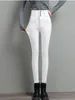 Jeans da donna Vita alta Bottone Fly Matita bianca Donna Nero Taglia grande 5xl Pantaloni leggings in denim skinny Vaqueros elasticizzati alla caviglia