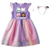 Платья для девочек, одежда для кукольного домика с героями мультфильмов Габби и кошками, детский костюм для косплея, детское повседневное платье с рукавами-крылышками, повязка на голову