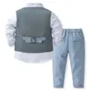 Jongenspakken Heren Smoking Strikje Overhemd Pak Vest Broeken 4 stuks Chique Peuter Babykleding Heren Outfit voor Doop Verjaardag 240123
