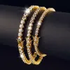 Juncheng S925 Argent Sterling 925 Plaqué Or Chaîne Glacé Cz Zircon Cubique Diamant Tennis Bracelet pour Hommes Femmes
