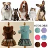 Vestuário para cães mais veludo quente inverno filhote de cachorro vestido menina roupas chihuahua yorkies vestidos saia usar um chapéu ins estilo pequeno médio cães