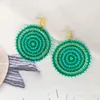 Pendientes colgantes Cuentas de arroz Redondez Verde Bohemia Tejido a mano Marea de cristal Aleación de girasol simple con cuentas