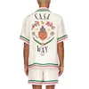 23SS NYA CASABLANCA DESIGNER Classic Shirt Men and Women mode Original Orange Airplane Gradual Silk Par Hawaiian Casual Short Shirt Casablanca