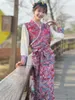 Vêtements ethniques Costumes tibétains Femmes Kangba Robe Couleur Correspondant Guozhuo Jupe Dentelle Brocade Style