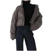 Women's Trench Coats Pu Leather Cotton Jacket Korean Women Winter Thick Padded Coat Female Oversized Zipper Outerwear Ladies Vintage Loose