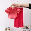 Clothing Sets Girls' Summer Suit Baby Polo Neck Short Sleeve Top Wide Leg Pants Casual Sports Two Piece Set 1-6 Year Old