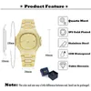 Outros relógios Missfox Relógios de ouro para homem clássico quadrado hip hop tendência mens relógio de luxo elegante relógio de diamante com calendário dropshipping j240131